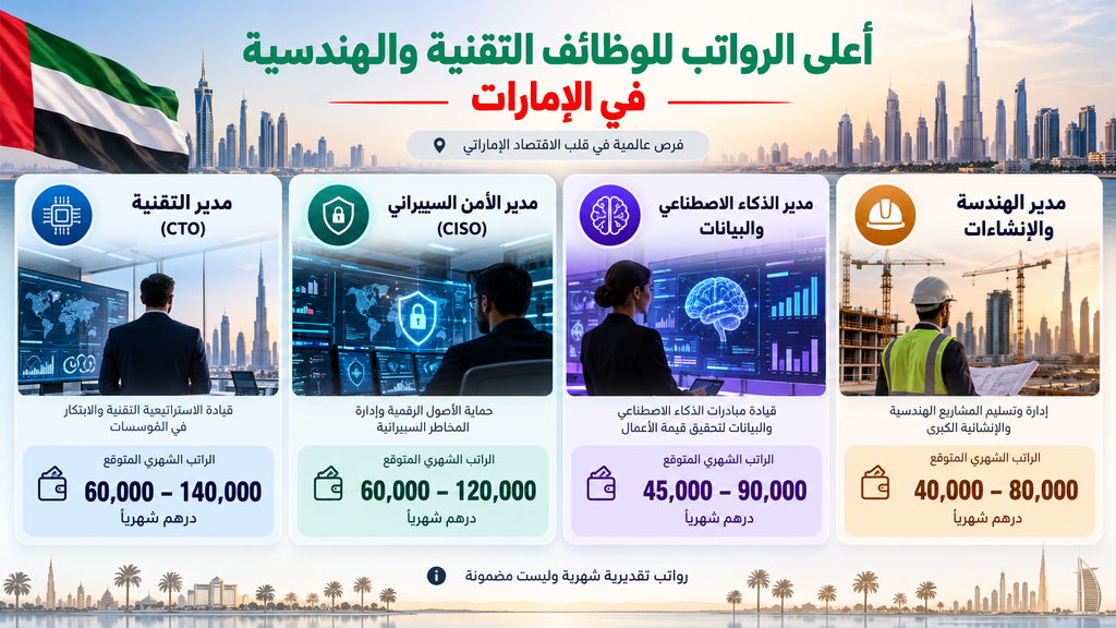 أعلى رواتب الوظائف التقنية والهندسية