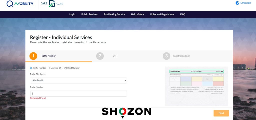 Abu Dhabi Darb registration