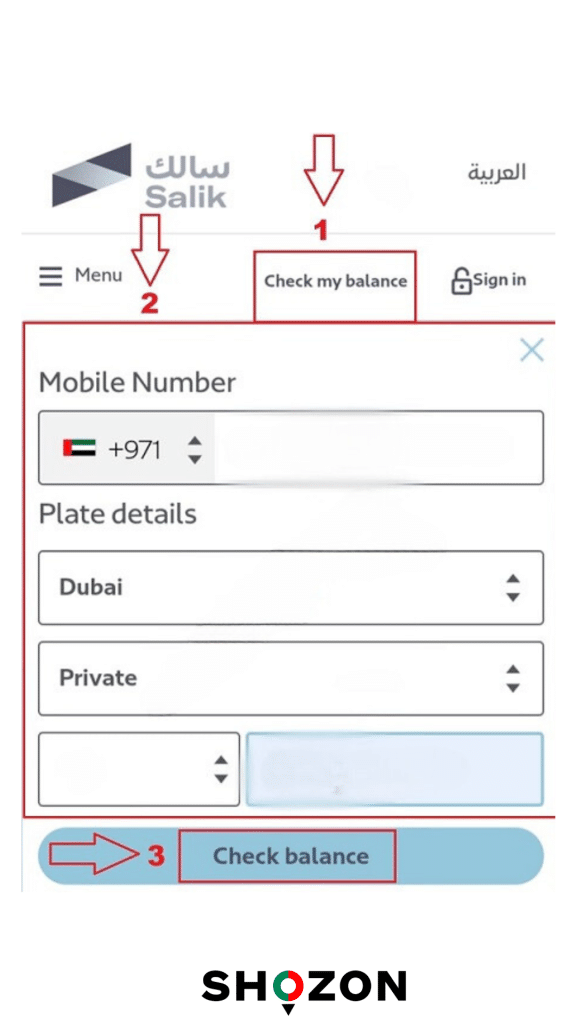 salik balance check