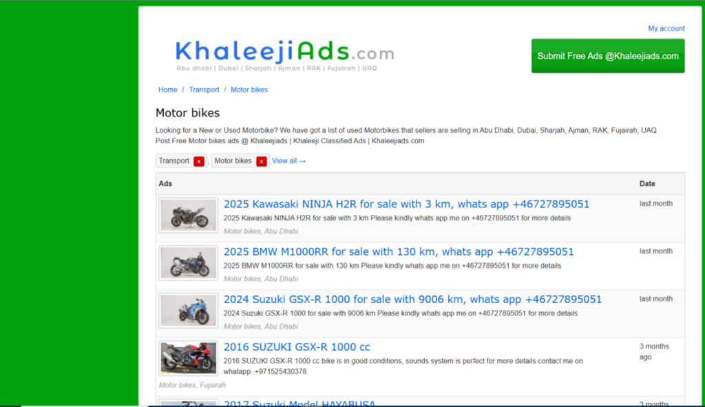 best websites to sell motorcycle in dubai