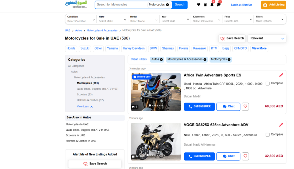 best websites to sell motorcycle in dubai