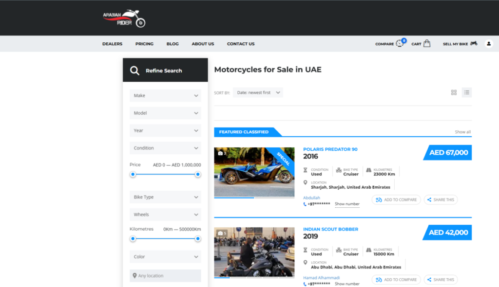 best websites to sell motorcycle in dubai