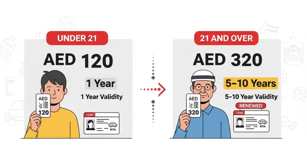 dubai driving license renewal fee update