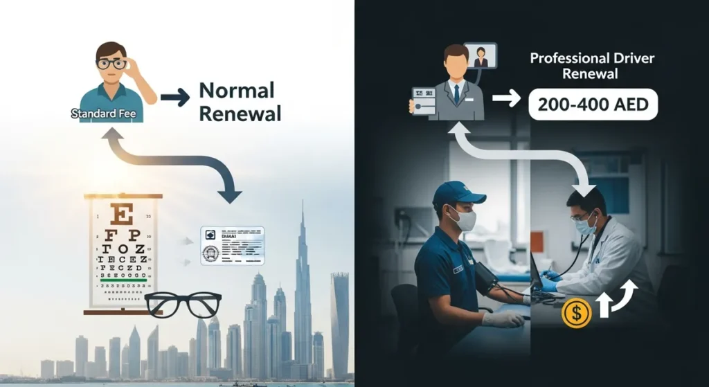 dubai driving license renewal fee update